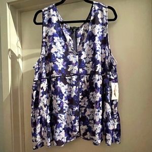 NWT Jessica Simpson purple floral babydoll tank flowy 2X